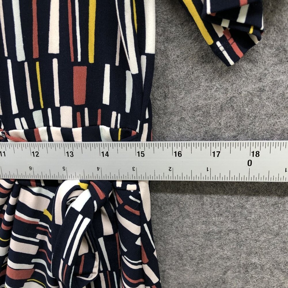 Ann Taylor Petite Short Sleeve Dress SP Jersey Knit Tie Waist Round Neck Printed - Picture 8 of 10